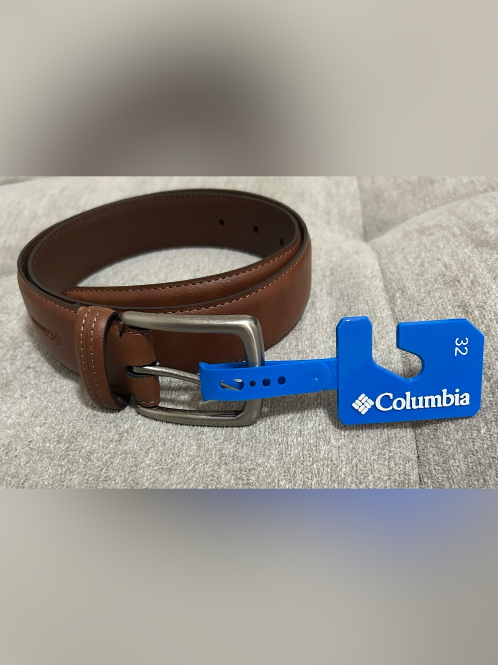 Columbia Tan/Brown Leather Lining Belt with Silver Buckle